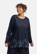 'Nila' Tunika – Dark Denim, Laserdruck