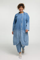 Cóta 'Sky' – Denim Préimhe, Níochán Ombre & Síneadh