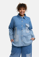 'Sky' Blouse – Premium Denim, Patch & Stretch