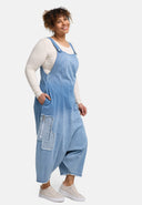 'Sky' Tuinbroek – Hoogwaardige Spijkerstof, Ombre & Patchdetails